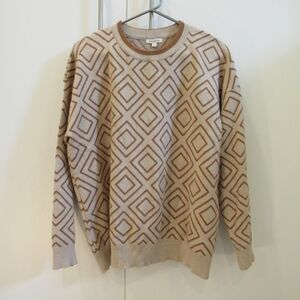 tea n rose Brown and Cream Crew Sweater
